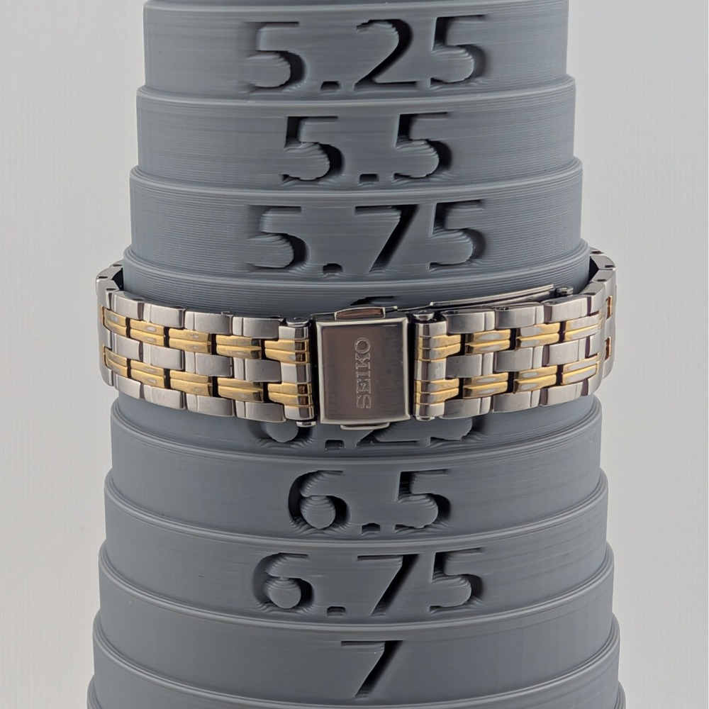 Seiko Solar V187-0AA0 Two Tone Textured Dial Minute Track Watch - Picture 8 of 11